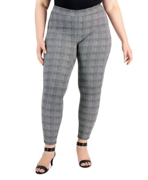 Style & Co Plus Size Glen Plaid Ponte Knit Pull On Pants